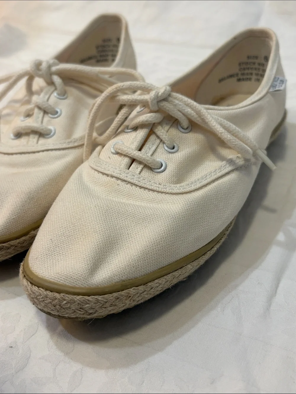 Beverly Hills Polo Club Women's Cream Canvas Espadrille Lace-Up Shoes